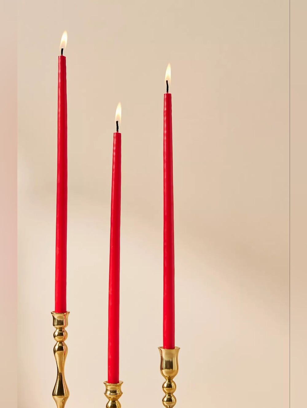 Anthropologie Mini Taper Candles, Set of 12 Red